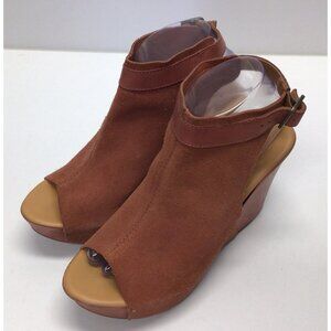 Kork-Ease Berit 7 M Leather Slingback Platform Wedge High Heel Peep Toe Sandals